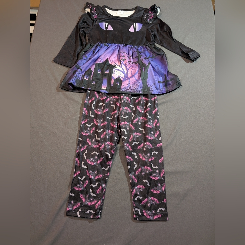 Girls Black & Purple Bat Halloween Costume Set